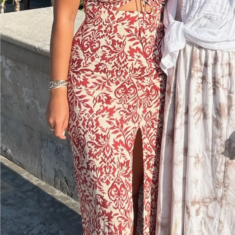ZARA Red and White Patterned dress